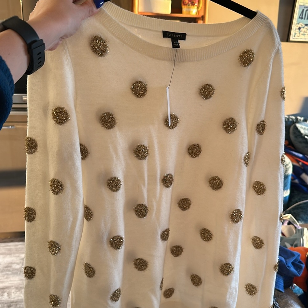 Talbots never worn XS sparkly polka dot sweater